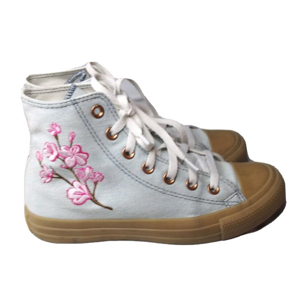 Converse Chuck Taylor Custom Shoes Sz 6.5 Denim Pink Cherry Blossom ~Cydney
